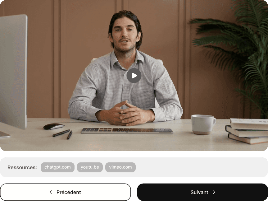 Plateforme de formation FUUZ — interface modules IA et prompt engineering